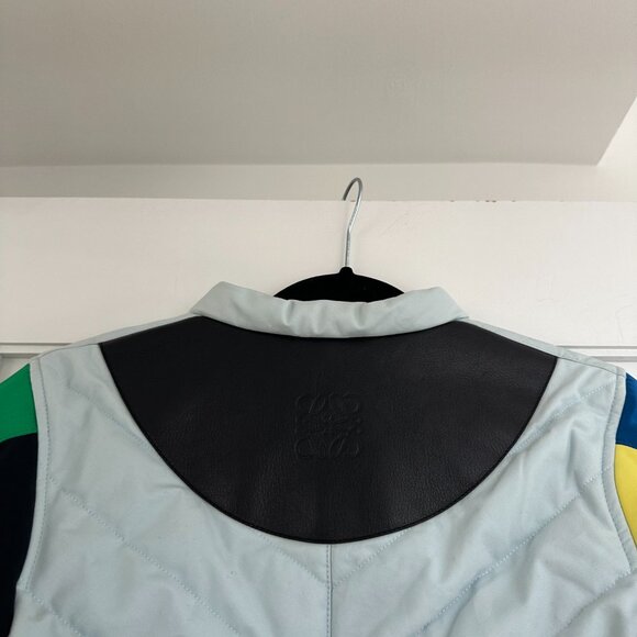 Loewe Bomber Jacket Quilted Color-block Balloon Sleeves w/ Detachable Wrap Scarf - Picture 11 of 15